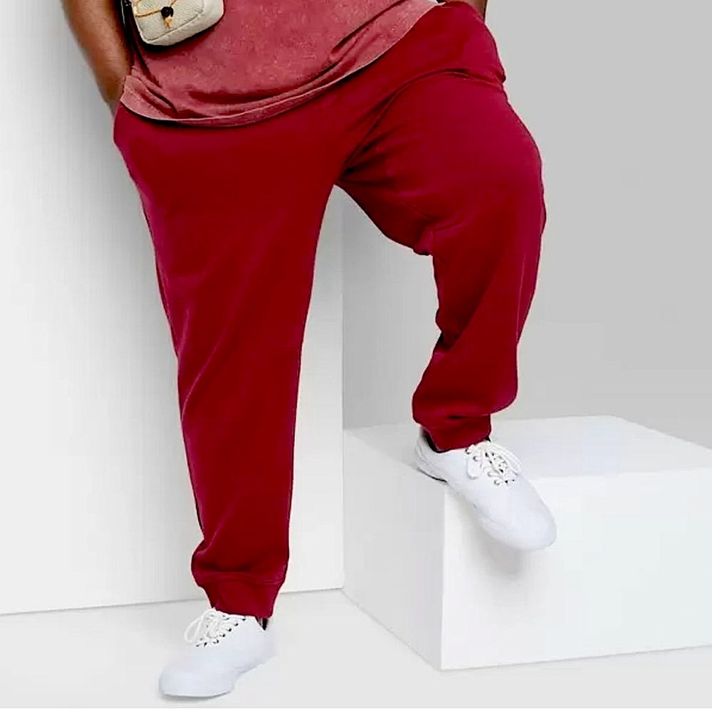 New! Original Use Men's Big & Tall Knit Jogger Pants in Red Ribbon Size 5XL TALL